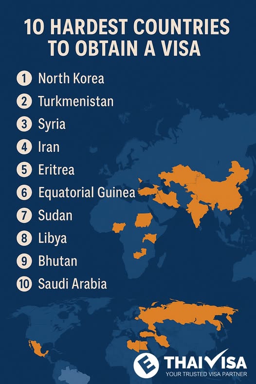 10 ประเทศที่ขอวีซ่าที่ยากที่สุดในโลก