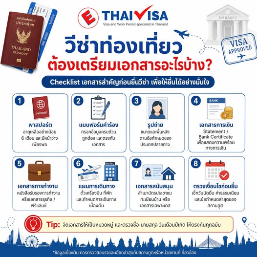 วีซ่าท่องเที่ยว ต้องเตรียมเอกสารอะไรบ้าง? ✈️📄